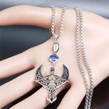 Viking Moon Goddess Stainless Steel Necklace