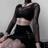Women Skirt Gothic Black Dark Hanging Belts