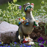 Garden Dinosaur Statue Gnome Funny Dwarf, Fairy Garden Courtyard Sculpture, Statue Sculpture Home Outdoor, Garden Statues Outdoor