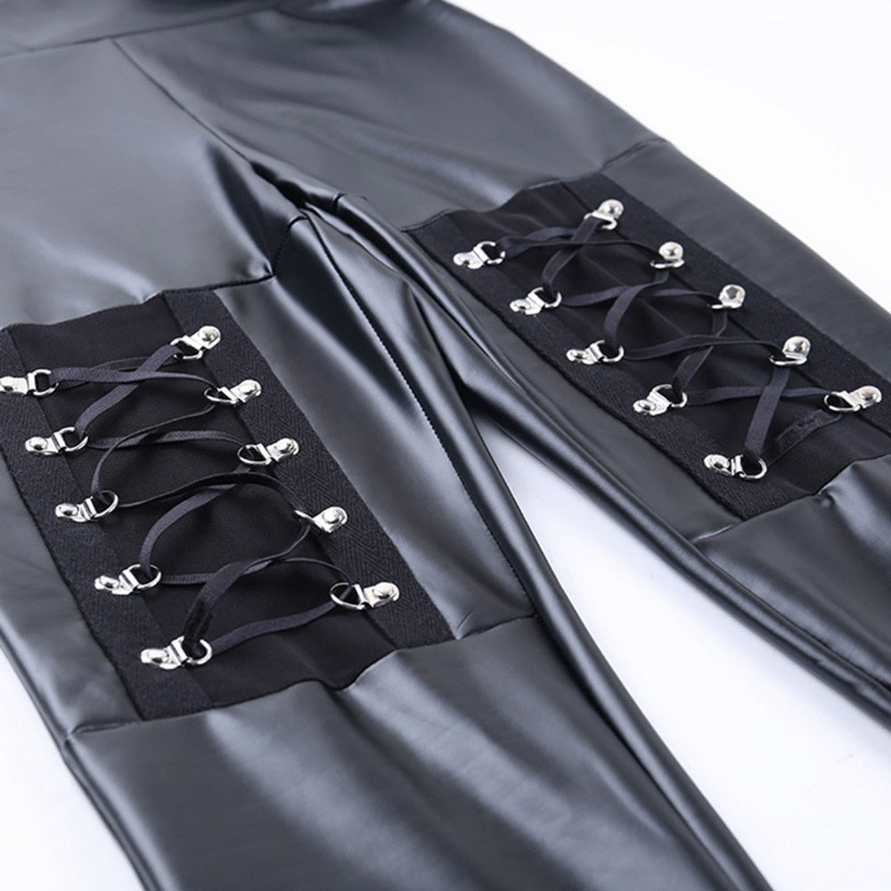 Pants Sexy Black PU Leather High Waist