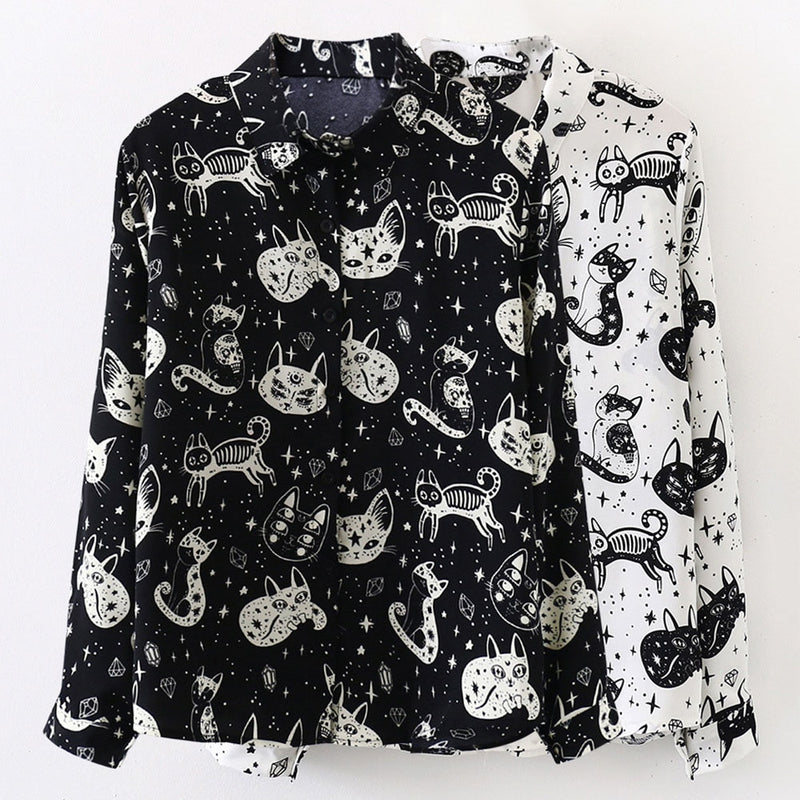 Gothic Casual Shirts Animal Print