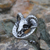 Stainless Steel Skull Goat Viking Ring