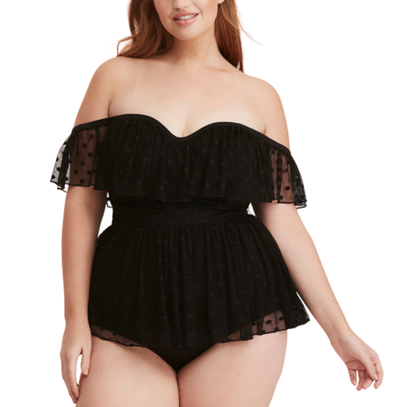Plus Size Mesh Swimsuit Push Up