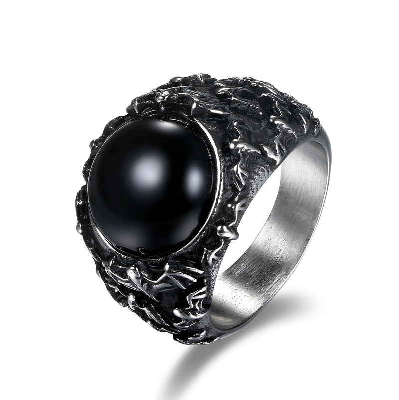 Retro Vintage Gothic Black Stainless Steel Rings - A2255800851401430