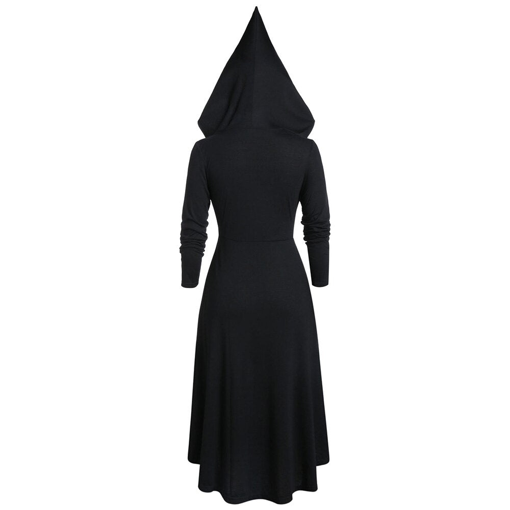 Vintage Hooded High Women Dress