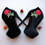 Boots Spring Embroider Ankle Boots Velvet