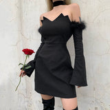 Elegant Black Patchwork Dress