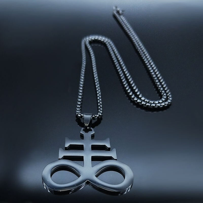 Satan Cross Necklaces Black