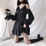 Gothic Sexy V-Neck Hollow Out Mini Dresses