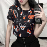 Halloween Pumpkin Print Gothic T-Shirt