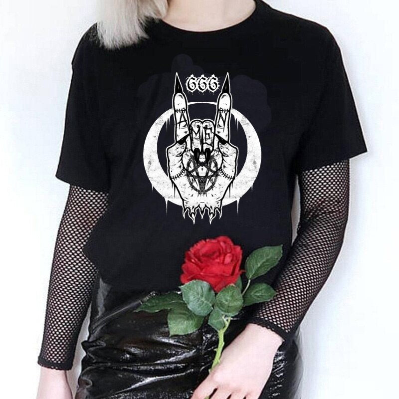 Devils Hands Funny Printed T-Shirt