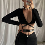 Gothic Sexy Crop Tops Deep V-neck