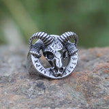 Stainless Steel Skull Goat Viking Ring