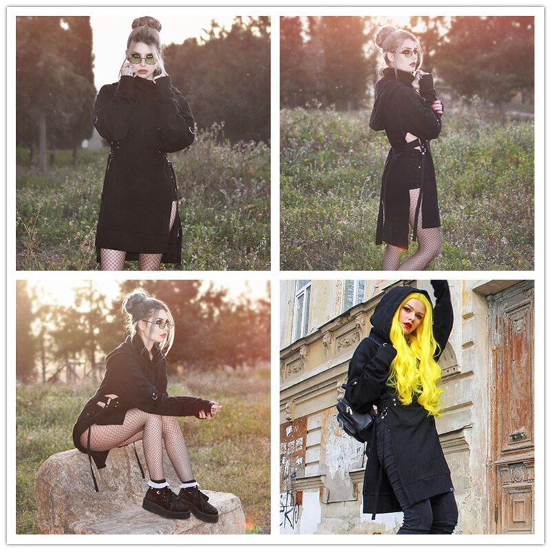 Gothic Long Hoodies Sexy Hooded