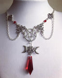 Triple Moon Necklace Occult Pagan Wicca