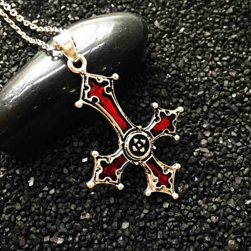 Red Red Inverted Cross Pendant
