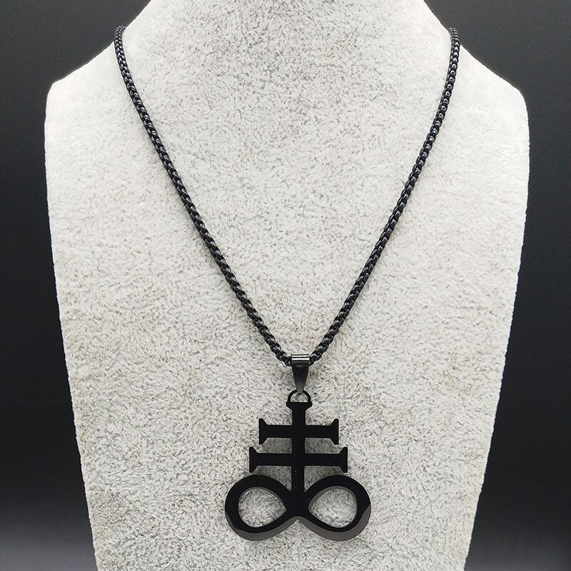 Satan Cross Necklaces Black