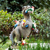 Garden Dinosaur Statue Gnome Funny Dwarf, Fairy Garden Courtyard Sculpture, Statue Sculpture Home Outdoor, Garden Statues Outdoor