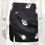 Gothic Black Mini Skirts Reflective Butterfly