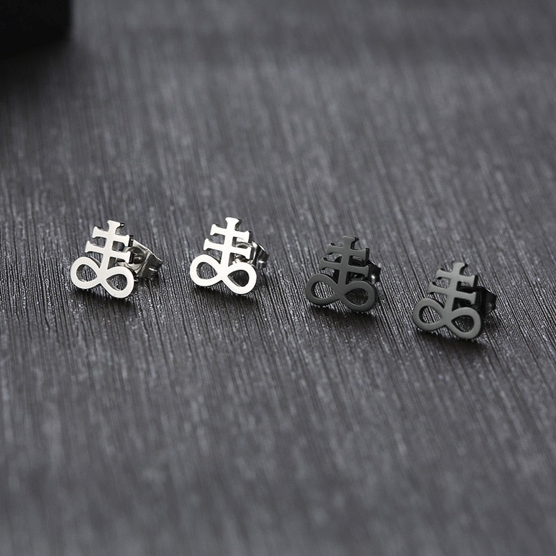 Satanic Cross Earring Jewelry