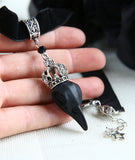 Skull Raven with Crown Pendant Gothic