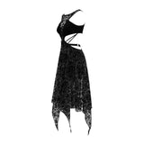 Gothic Black Dress Sexy Revealing Waist