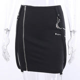 Women Skirt Gothic Black Dark Hanging Belts