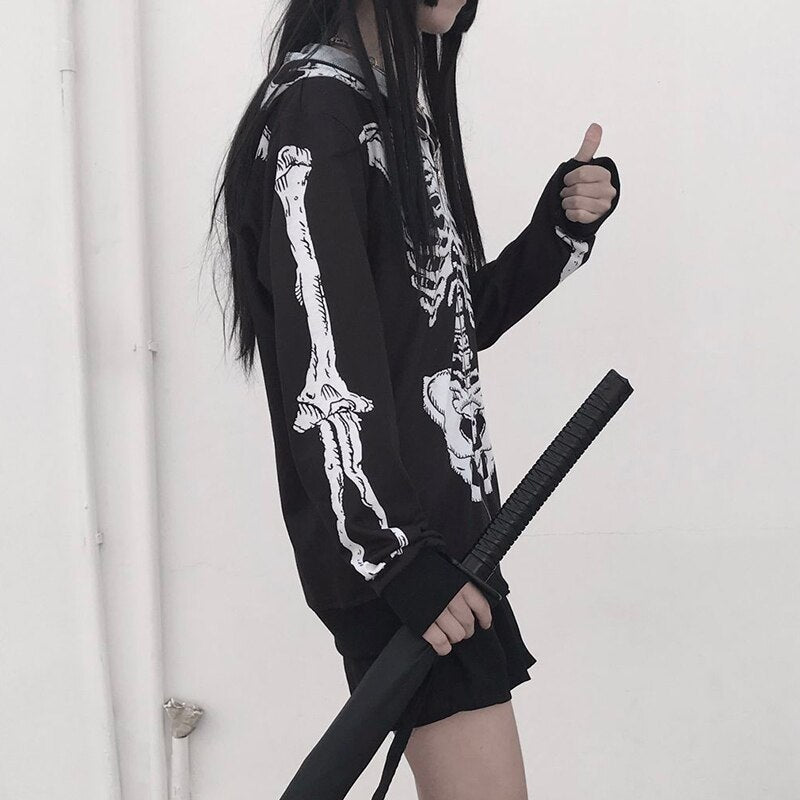 Skull Printed Hooded Halloween