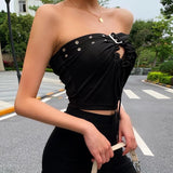 Gothic Sexy Solid Slim Off Shoulder Tube Tops