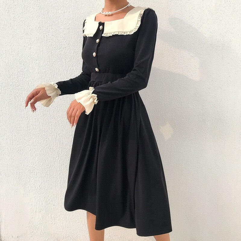 Vintage Balck Long Sleeve Dress