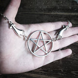 Silver Tone Pagan Necklace Pentagram Gothic