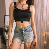 Gothic Cropped Tops Rivot Chain