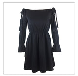 Gothic Flare Long Sleeve Slash Neck Slim Dress