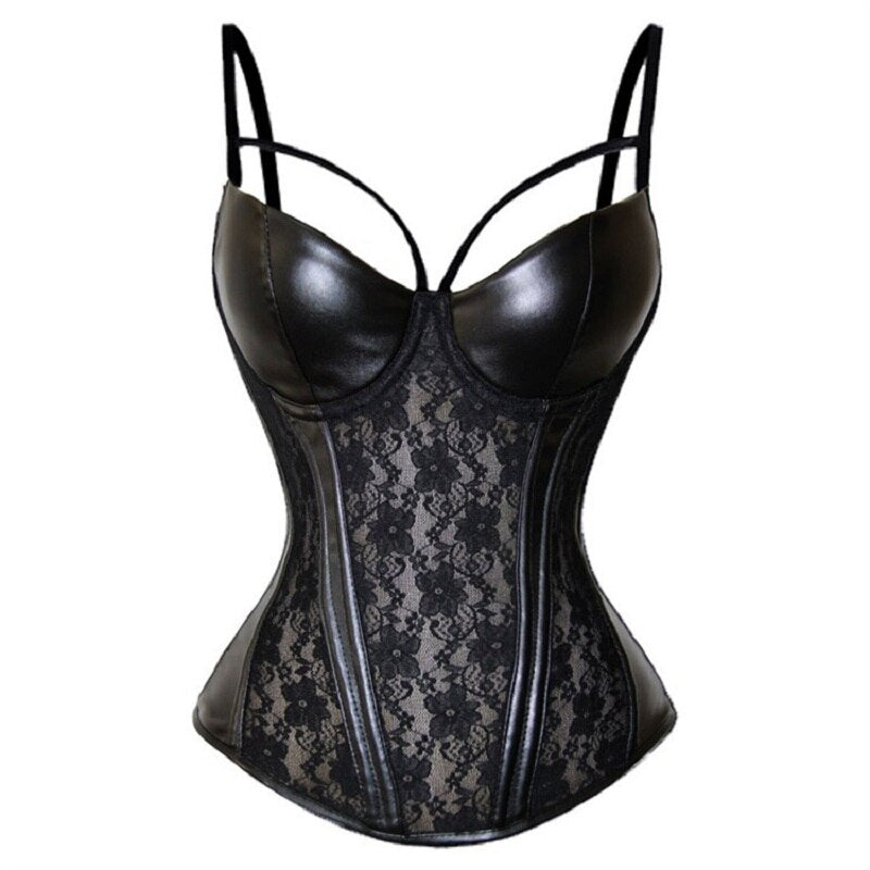 Sexy Corset Synthetic Leather Lace Steampunk