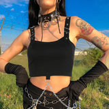 Gothic Cropped Tops Rivot Chain