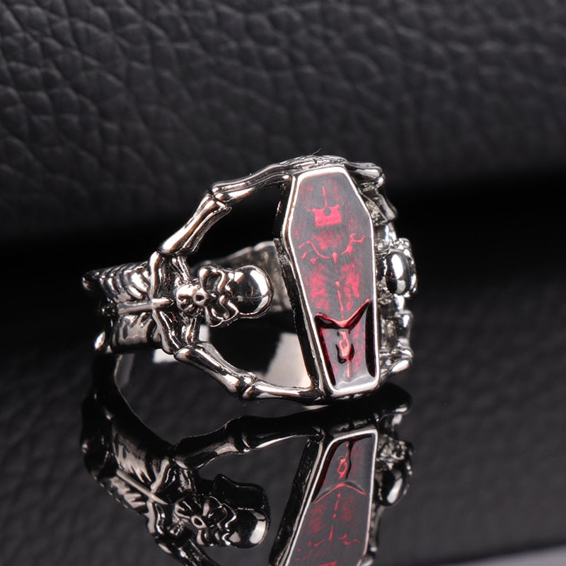 Punk Vintage Vampire's Coffin Men's Ring