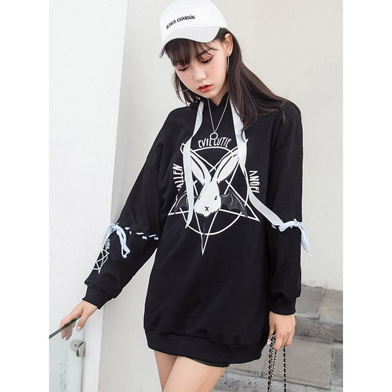 Punk Cartoon Print Plus Size Hoodie