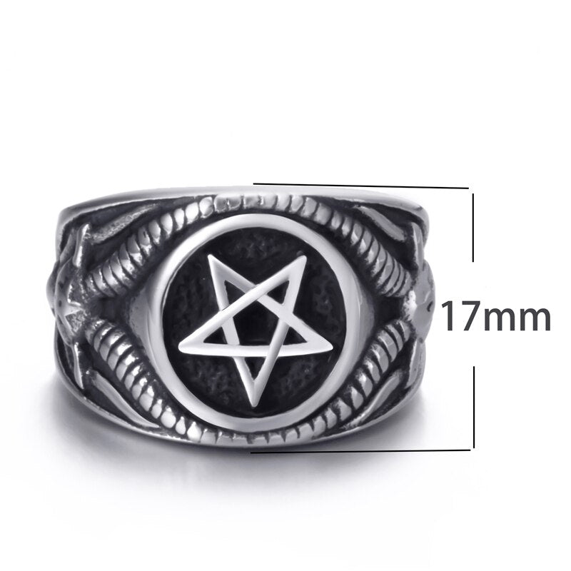 Men Stainless Steel Rings Pentagram