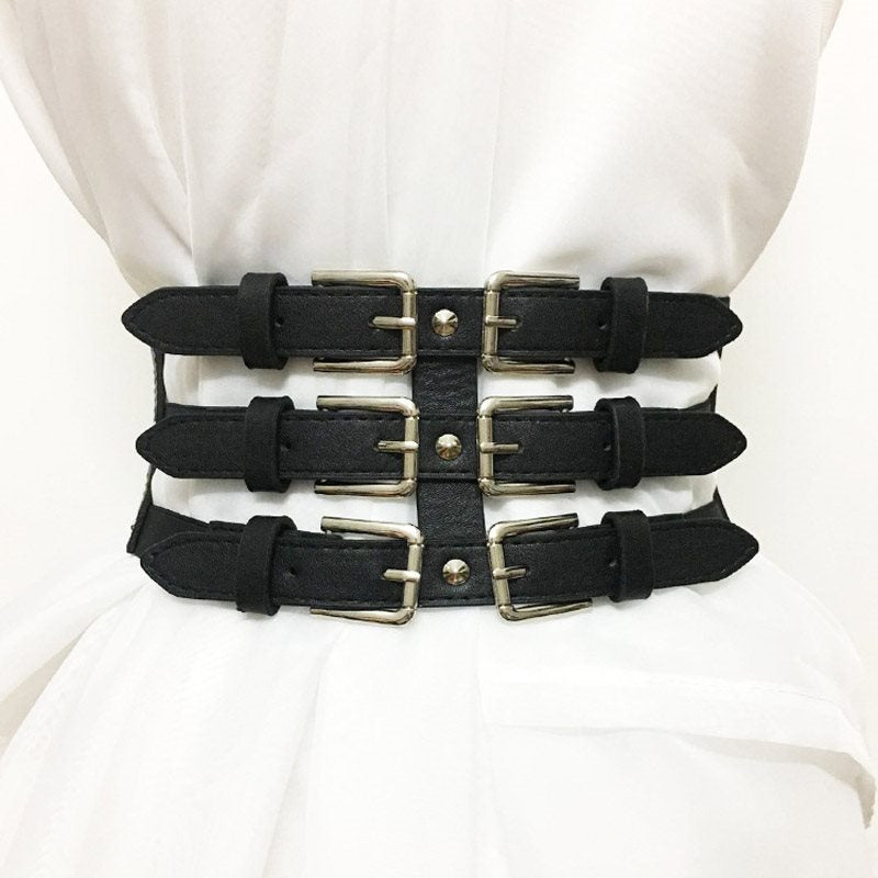 Punk Style PU Black Belts