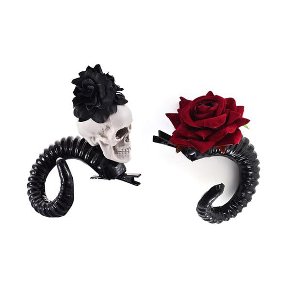 Lolita Skull Sheep horn Hair Clip