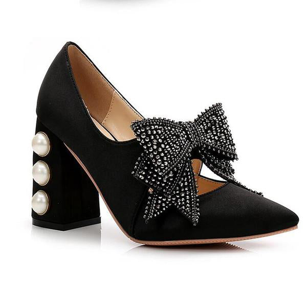 Shoes High Quality Famous Stud Heels Crystal Black