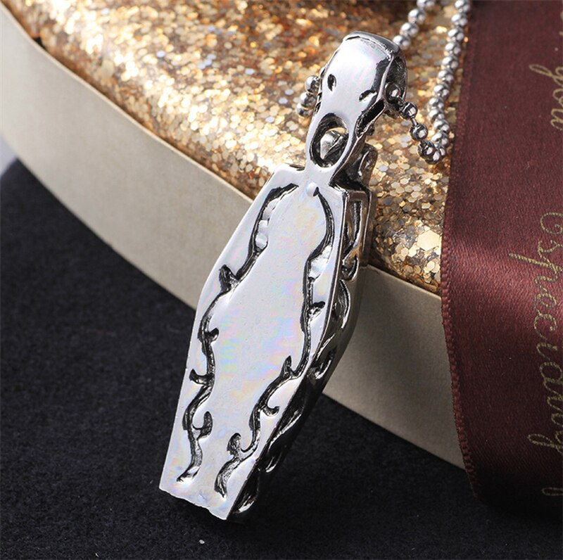 Gothic Cross Stainless Steel Coffin Necklace