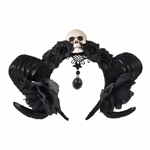 Gothic Sheep Horn Flowers Headdress Hairband