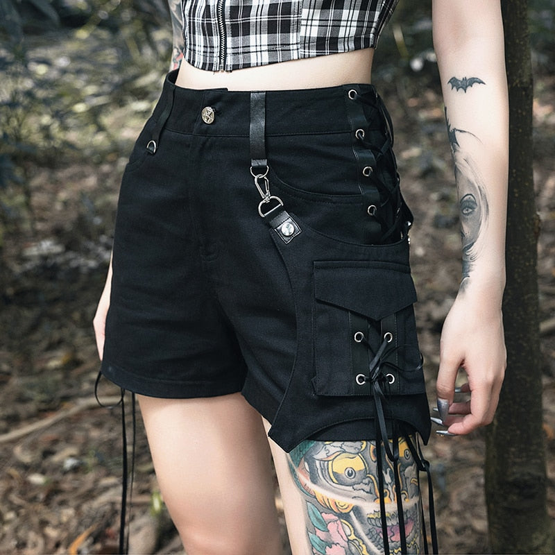 Women High Waist Shorts Gothic