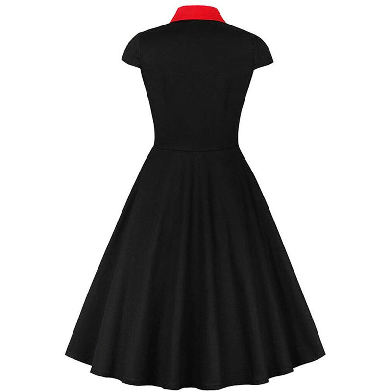 Vintage Black and Red Midi Dress