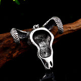 Steel soldier goat skull skeleton pendant necklace