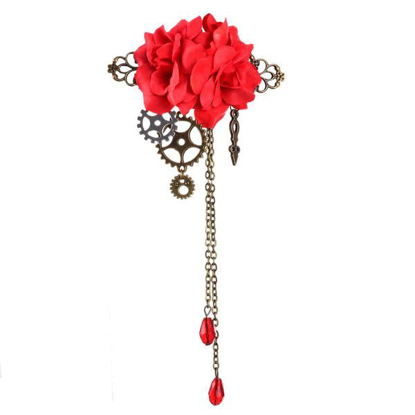 Pins Floral Gear Charm Chains Hair Clip