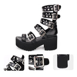 Buckle Straps Chunky Heels Sandal Boots