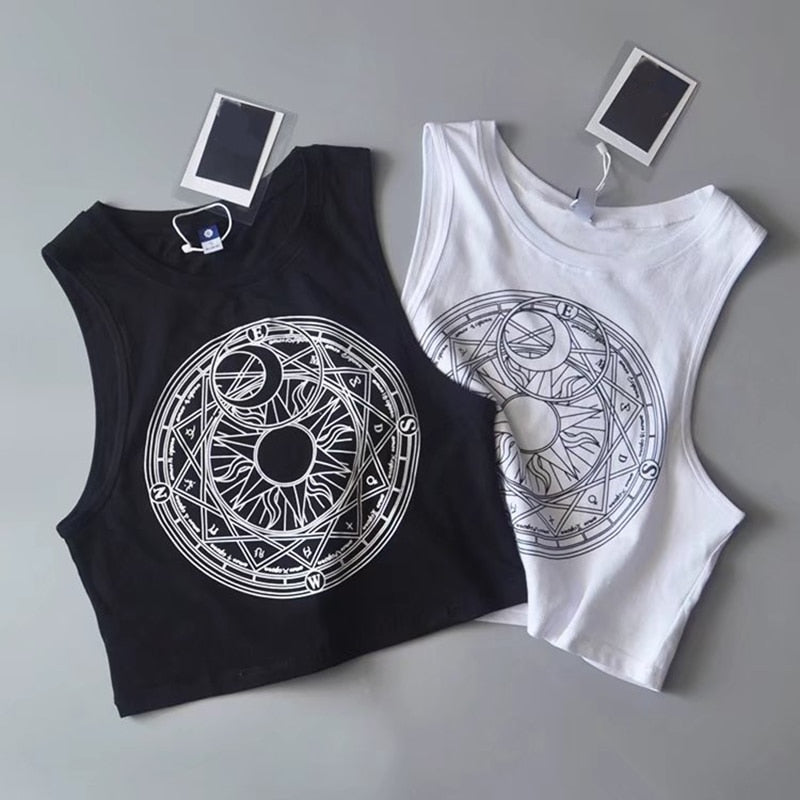 Womens Tanks Symbols Moon Sun