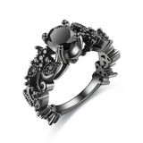 Skull Black Crystal Ring Halloween